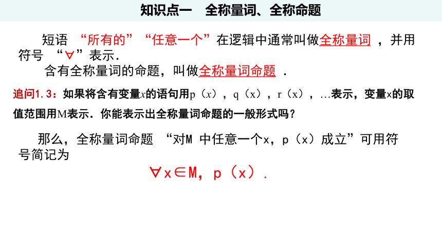 数学人教A版(2019)必修第一册1.5.1全程量词与存在量词 课件（共21张ppt）