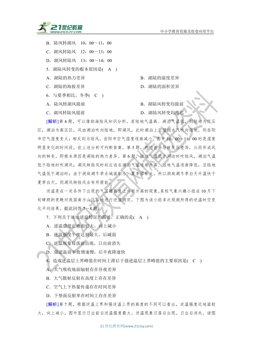 第2章 第2节 大气受热过程和大气运动 综合训练（解析版）