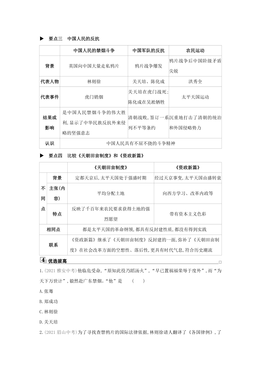 部编版历史八年级上册同步学案：第一单元 中国开始沦为半殖民地半封建社会  总结提升（含答案）