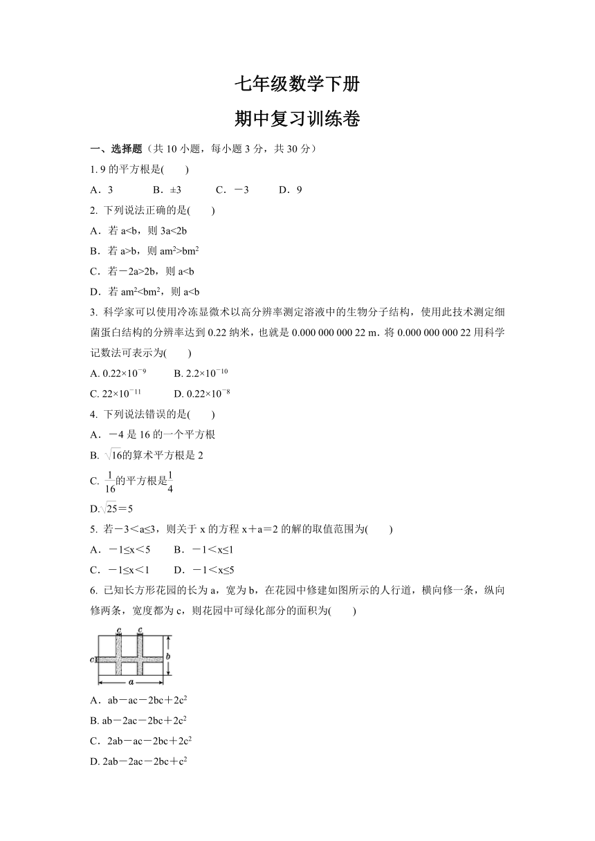 安徽省马鞍山市第十一中学2022-2023学年七年级下学期期中复习数学试卷（含答案）