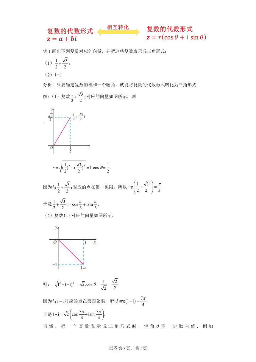 7.3.1复数的三角表示式 导学案（含答案） 高中数学人教A版（2019）必修第二册