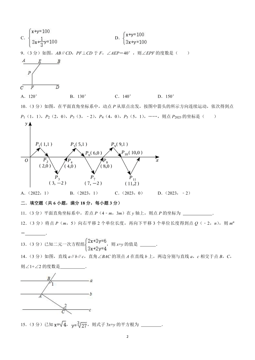 广东省广州市天河区大观学校2023—2024学年下学期七年级期中数学复习试卷（无答案）