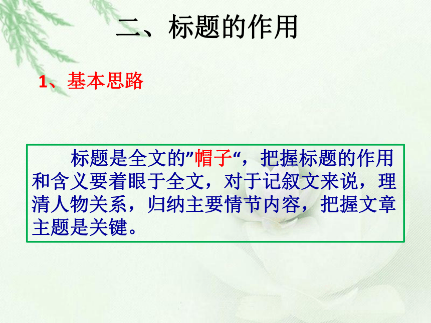 【2022作文专题】记叙文考点专题训练 考点二：理解标题，分析作用 课件