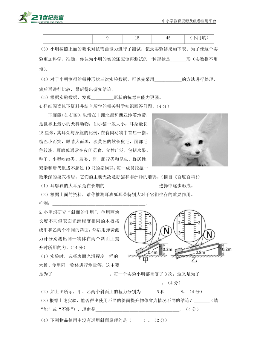 教科版小学科学六年级上册期末综合练习（含答案）