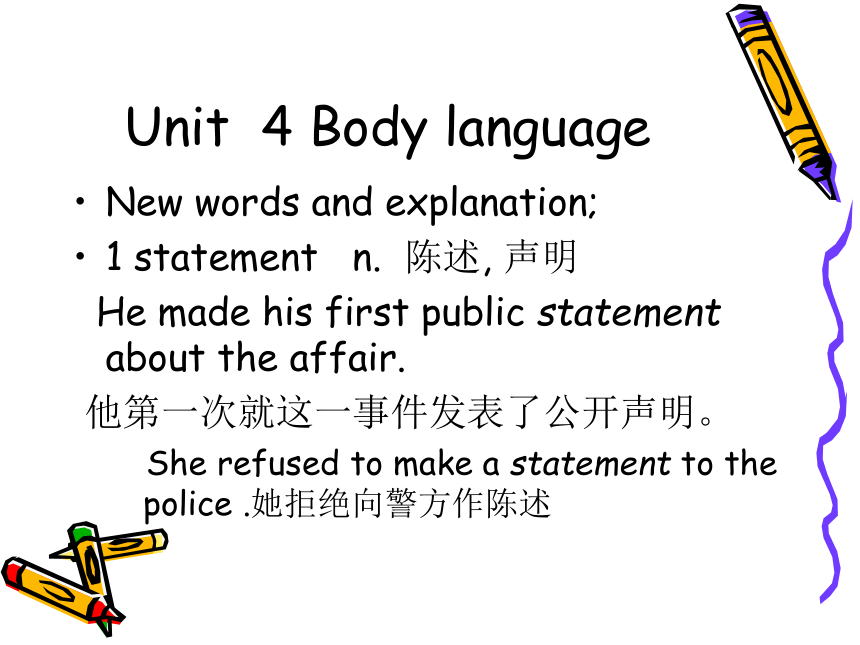 人教版高一英语必修4 Unit4  Body Language words and language points课件（共32张PPT）