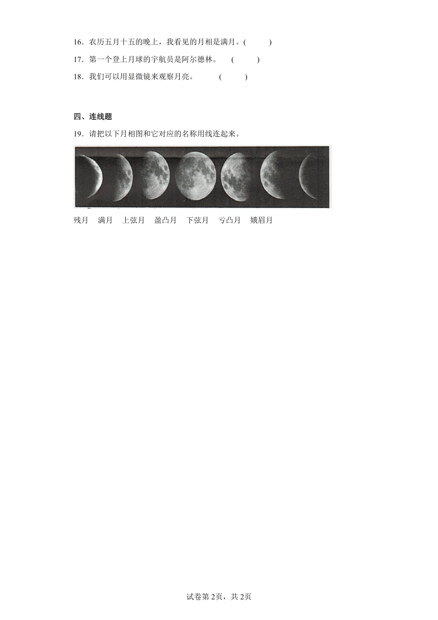 苏教版（2017秋） 二年级上册2.5看月亮（同步练习）（含答案）