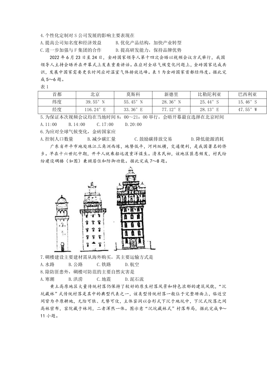 2023屇广东省汕头市金山中学高三下学期第三次模拟地理试题（ 含答案）