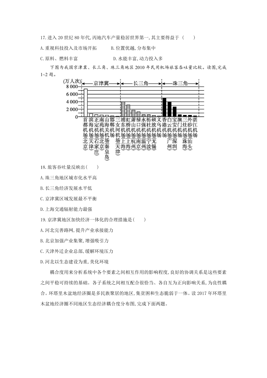 山东省新泰市第二中学2020-2021学年高二下学期阶段性考试地理试卷 Word版含答案