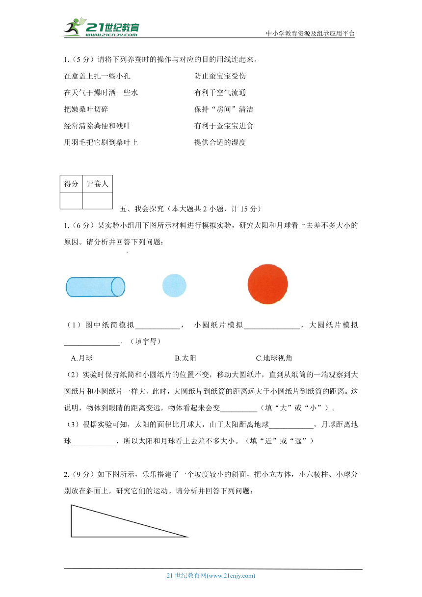 教科版2021-2022学年三年级下册科学期末检测九（含答案）