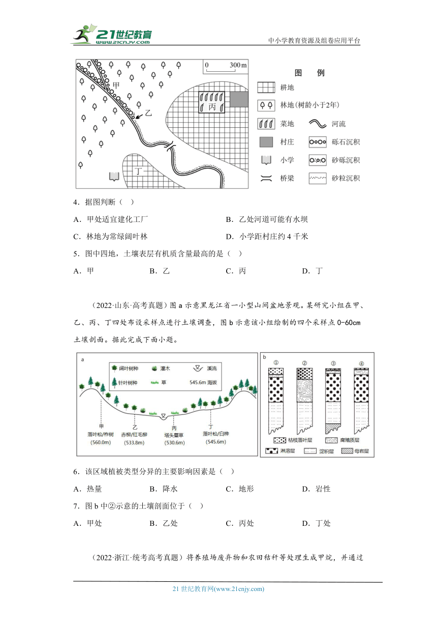 全国各地高考地理三年（2020-2022）真题分类汇编-22（自然地理）土壤、生物（含解析）