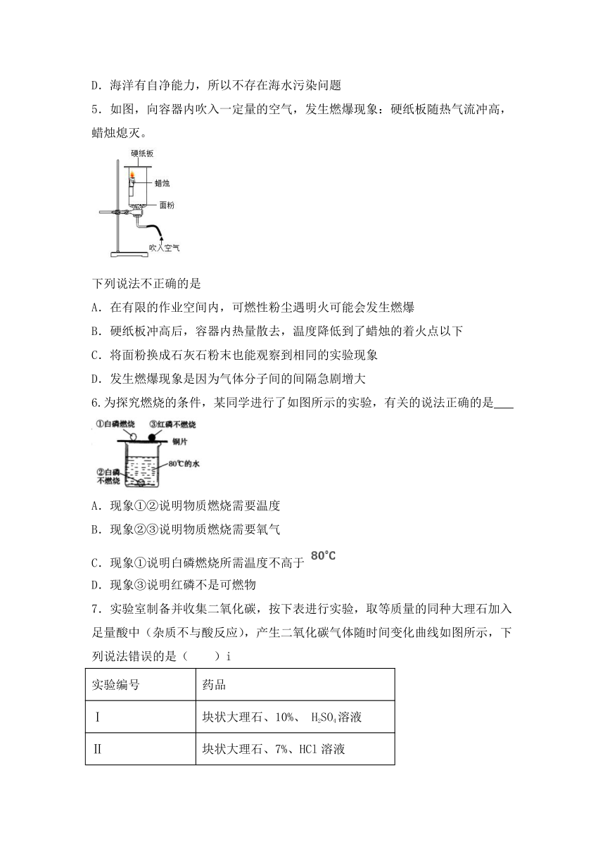 九年级化学人教版上册  第七单元实验活动3 燃烧的条件达标检测（无答案）