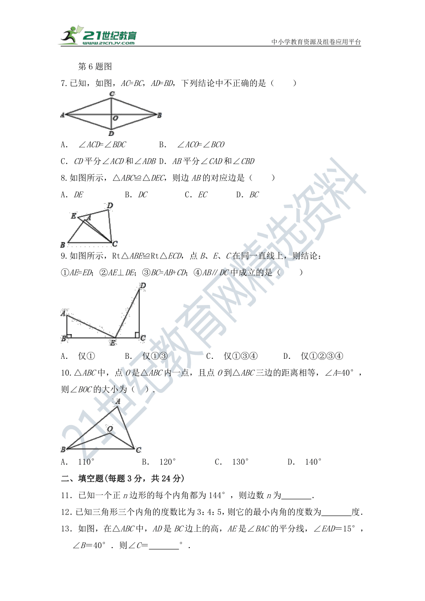 第12章 全等三角形单元测试题(含答案)