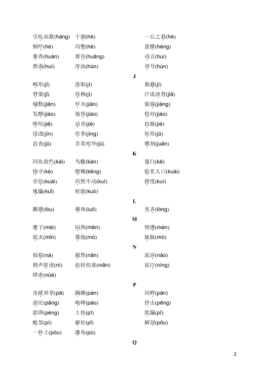 中考语文复习附录一　易读错的字一览表