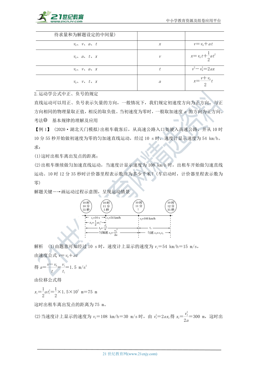 2021届高考物理一轮复习学案 沪科版 第一章第2讲匀变速直线运动的规律（解析版）