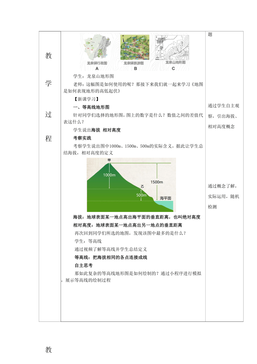 1.4地形图的判读——地形图的认识与绘制 教学设计（表格式）2022-2023学年人教版地理七年级上册