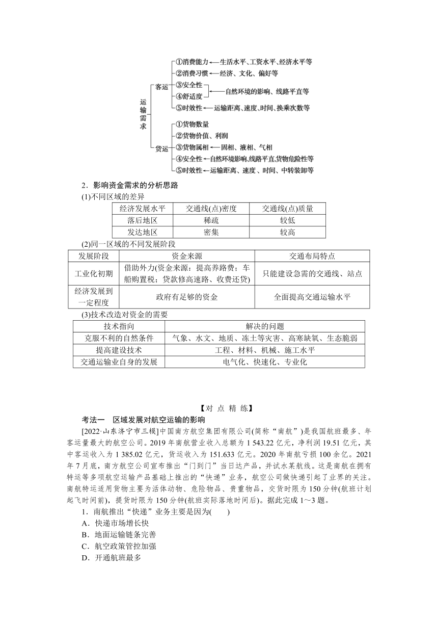 2023届高三地理二轮专题复习学案 专题九 交通运输布局