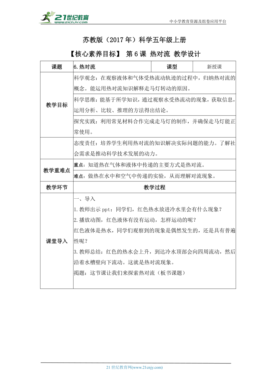 【核心素养目标】2.6《热对流》教案