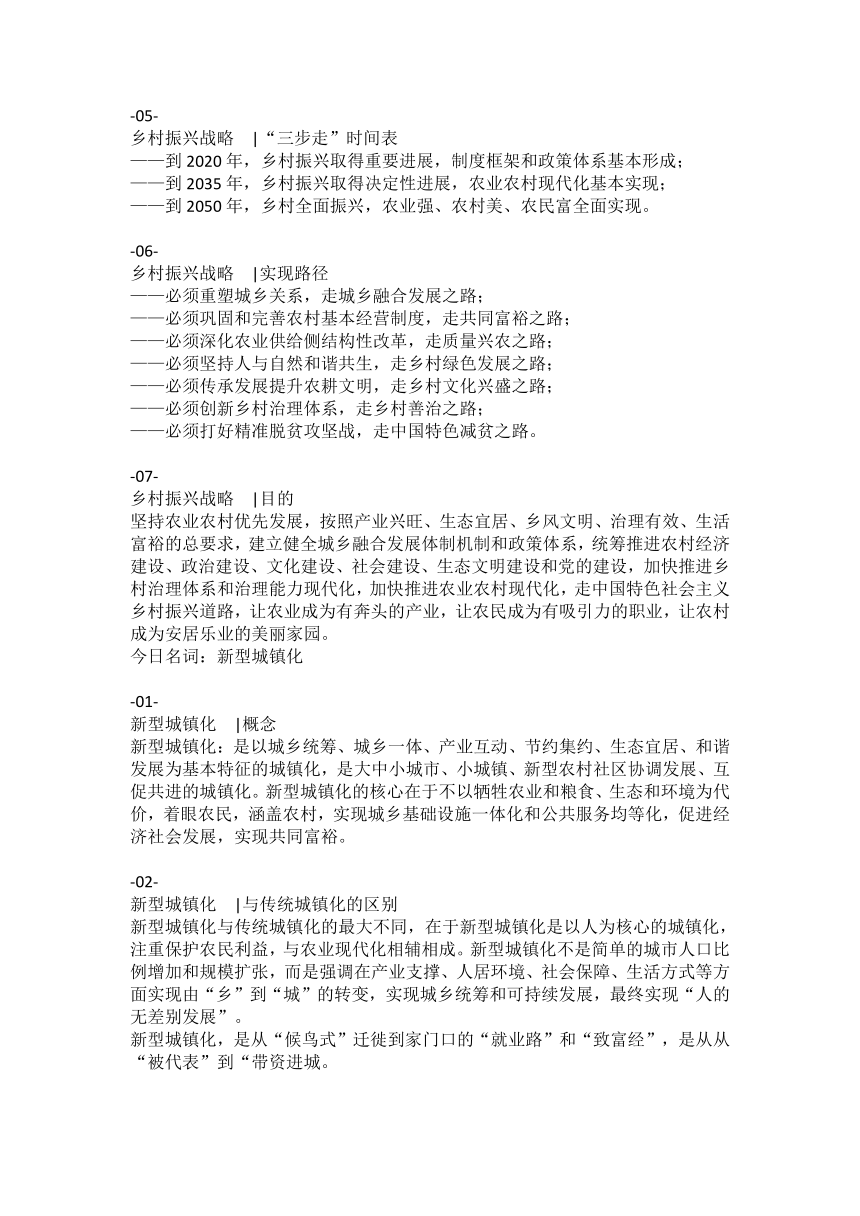 高考时政热词解释--乡村振兴战略 新型城镇化 宏观调控 “新四化”