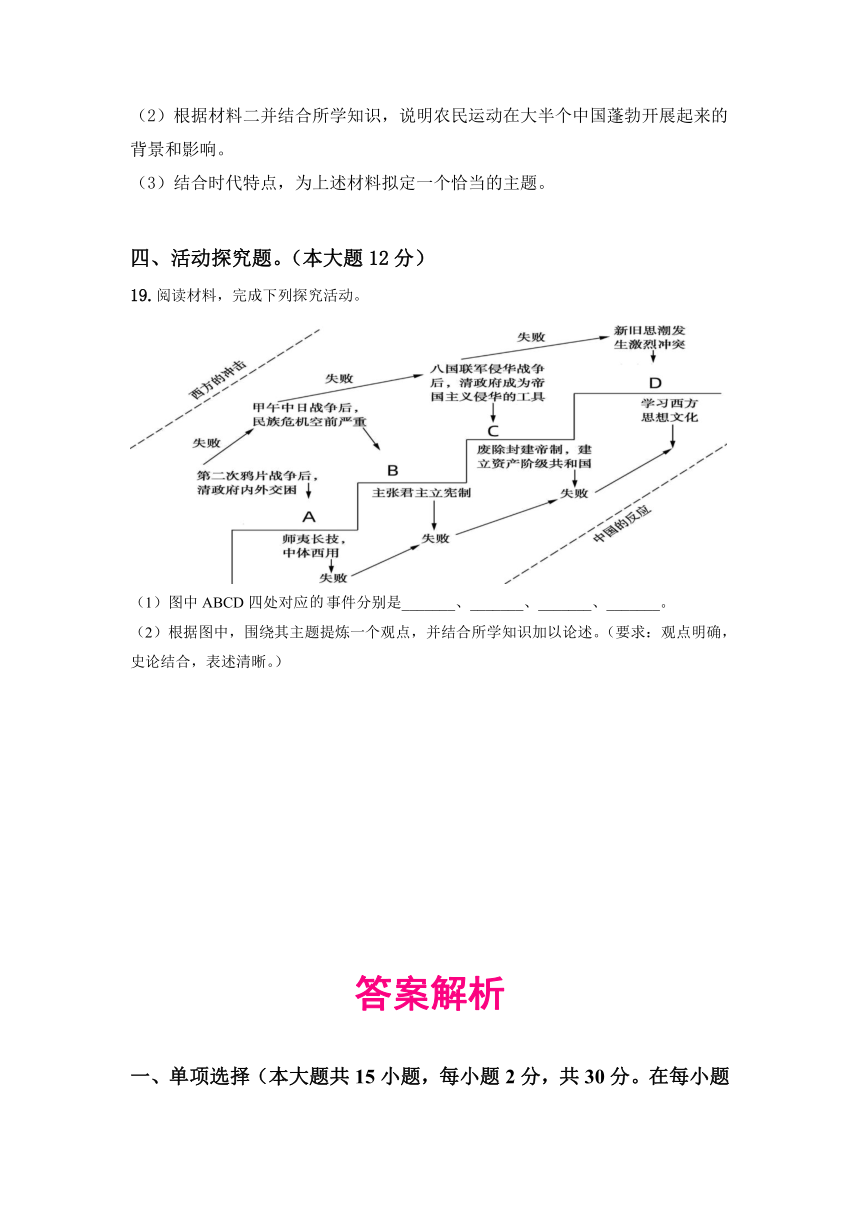 2023年安徽省中考历史学科预测卷01（含解析）