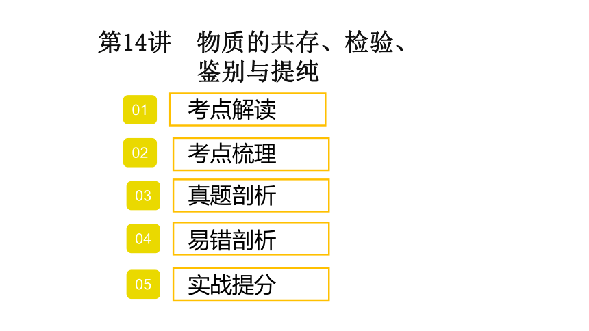 2022年中考化学考点专项突破课件：第14讲  物质的共存、检验、鉴别与提纯