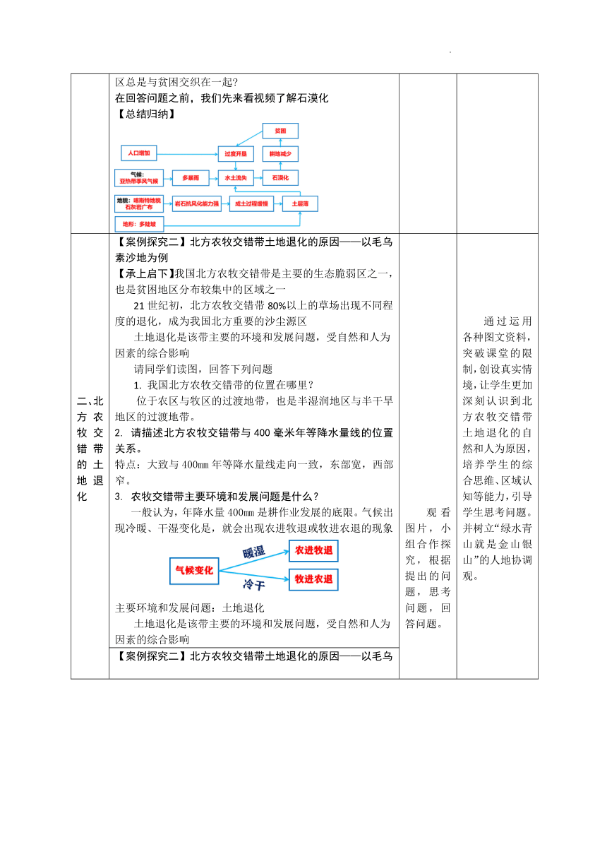 2.2 生态脆弱区的综合治理  教学设计（表格式）