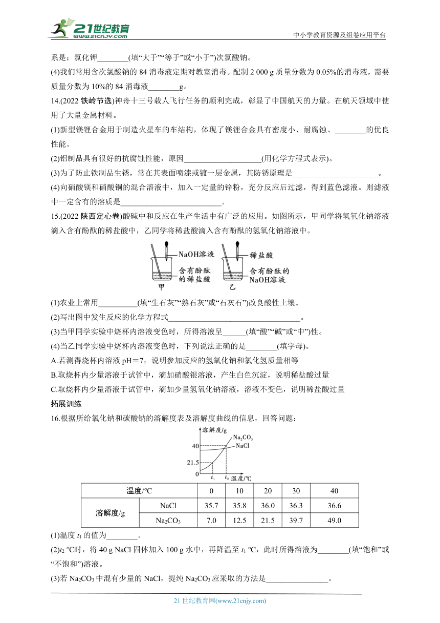 人教版九年级化学2023年中考备考专项训练之填空及简答题题组特训二（含答案）