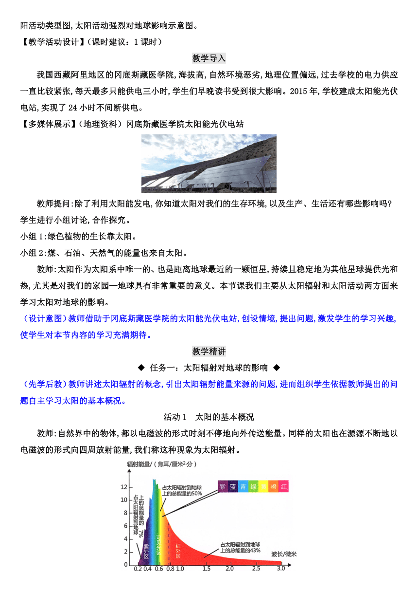 【核心素养目标】1.2 太阳对地球的影响 教案