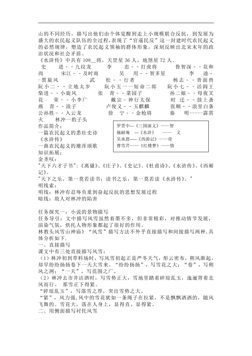 13.1《林教头风雪山神庙》教学设计 2022-2023学年统编版高中语文必修下册