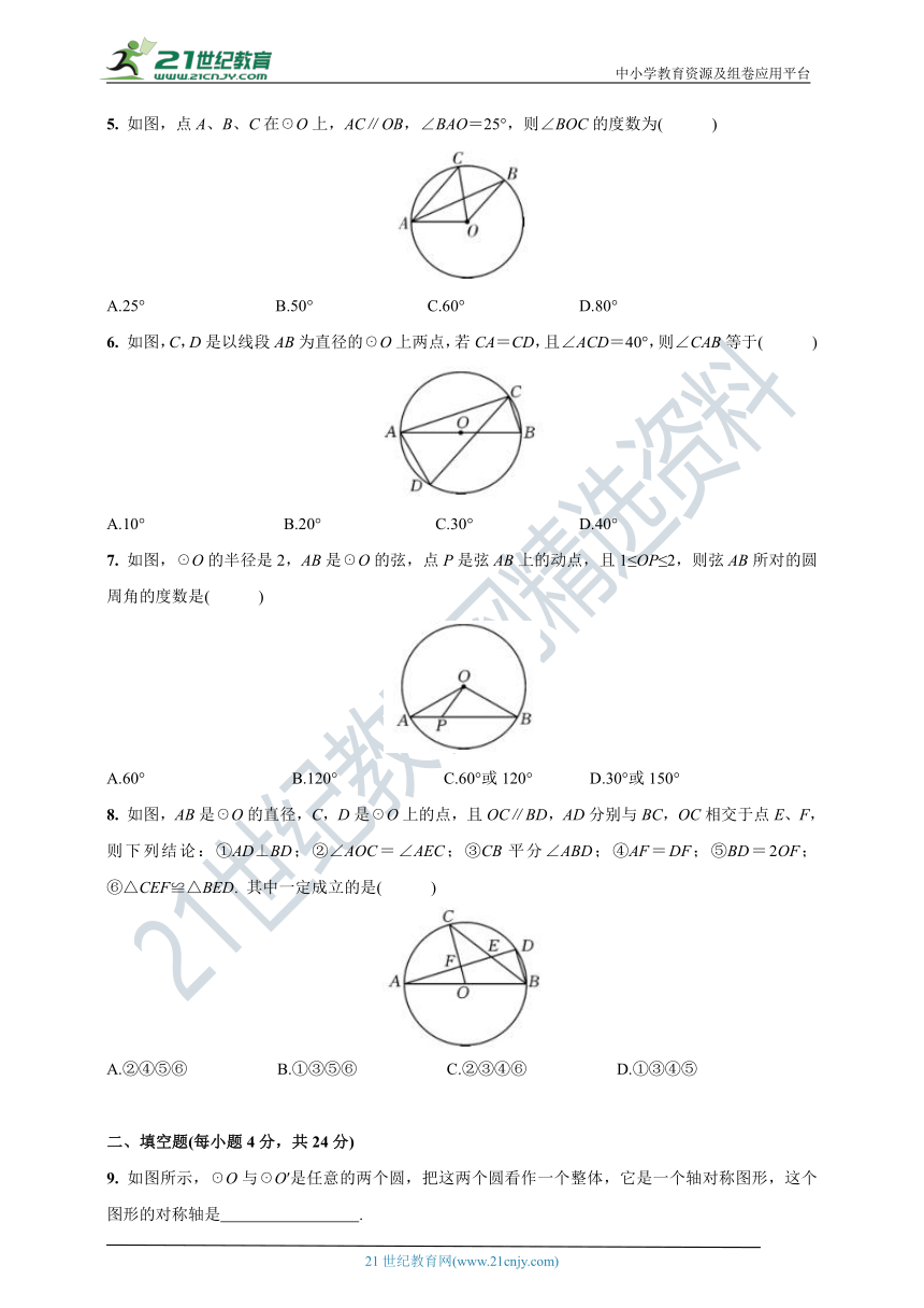 人教版数学九年级上册24.1 圆的有关性质 综合强化练(含答案)