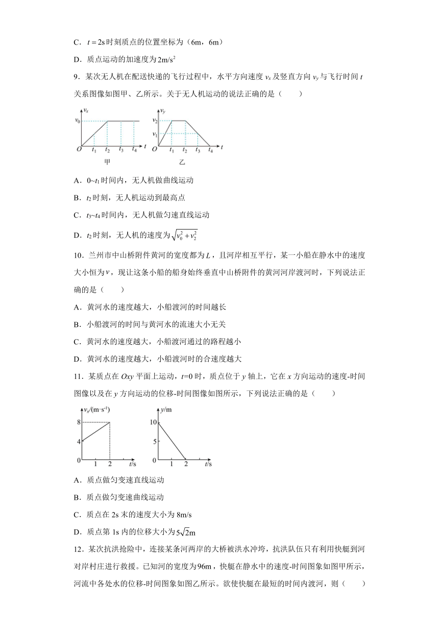 1.2运动的合成与分解 课时作业（Word版含答案）