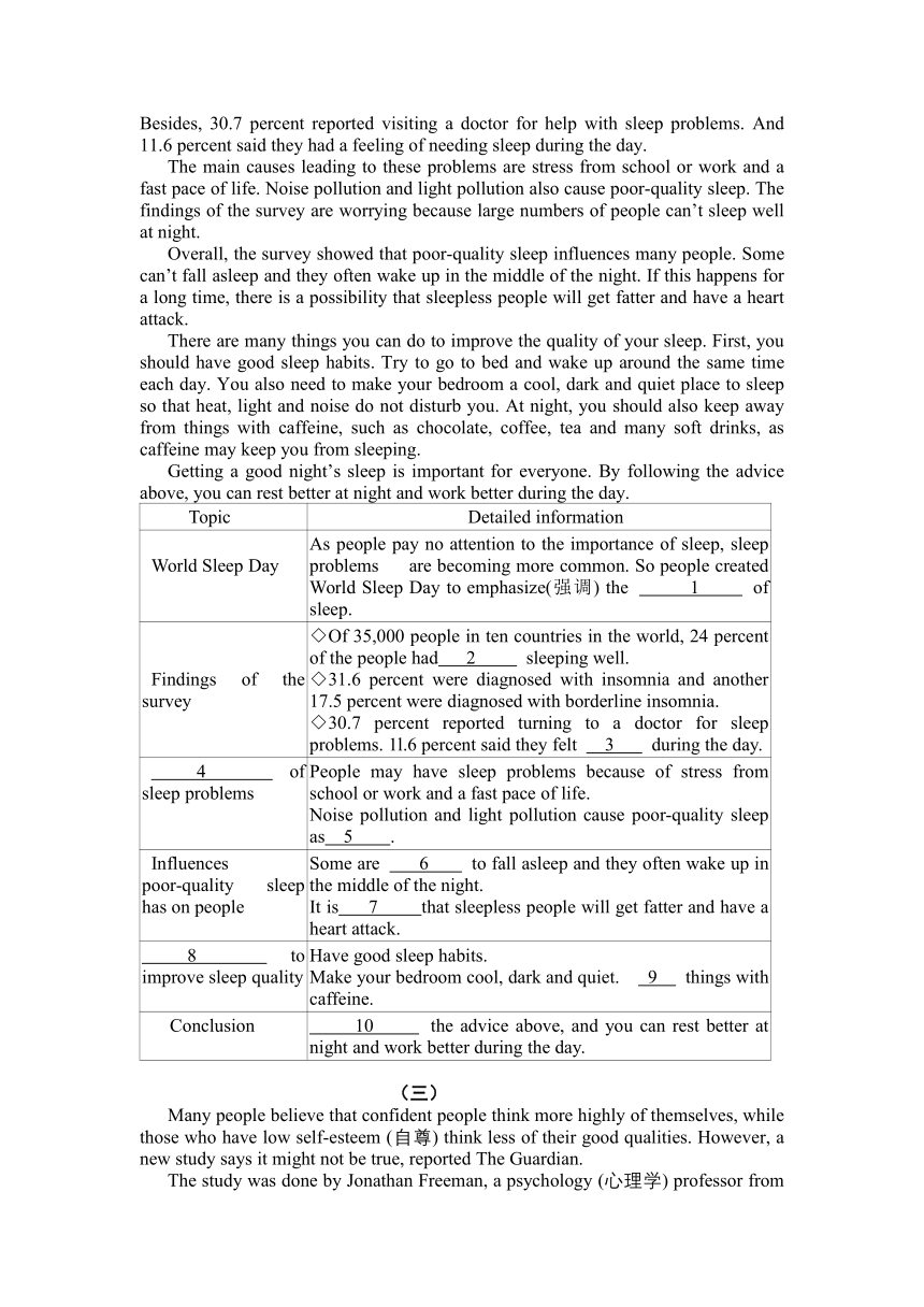 牛津英语2021年中考专项练习--任务型阅读+首字母填空（含答案）