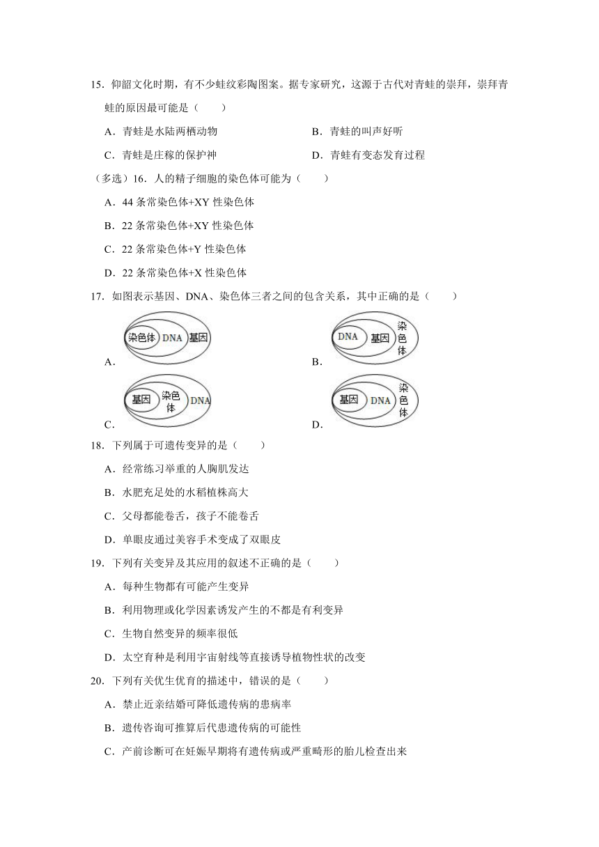 江苏省盐城市东台市第六片区第一次竞赛生物试卷（解析版）2021-2022学年八年级下学期