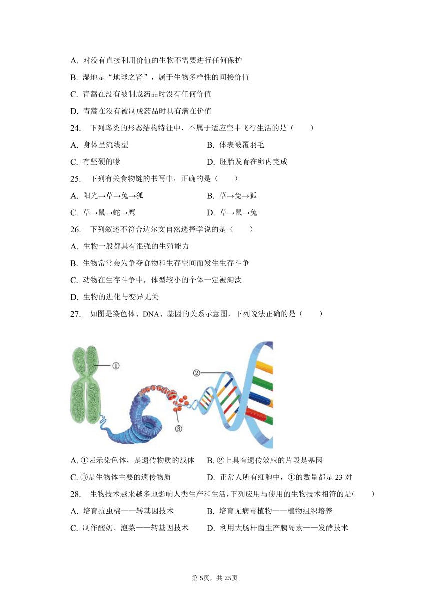 2023年江苏省南京市鼓楼区中考生物二模试卷（含解析）