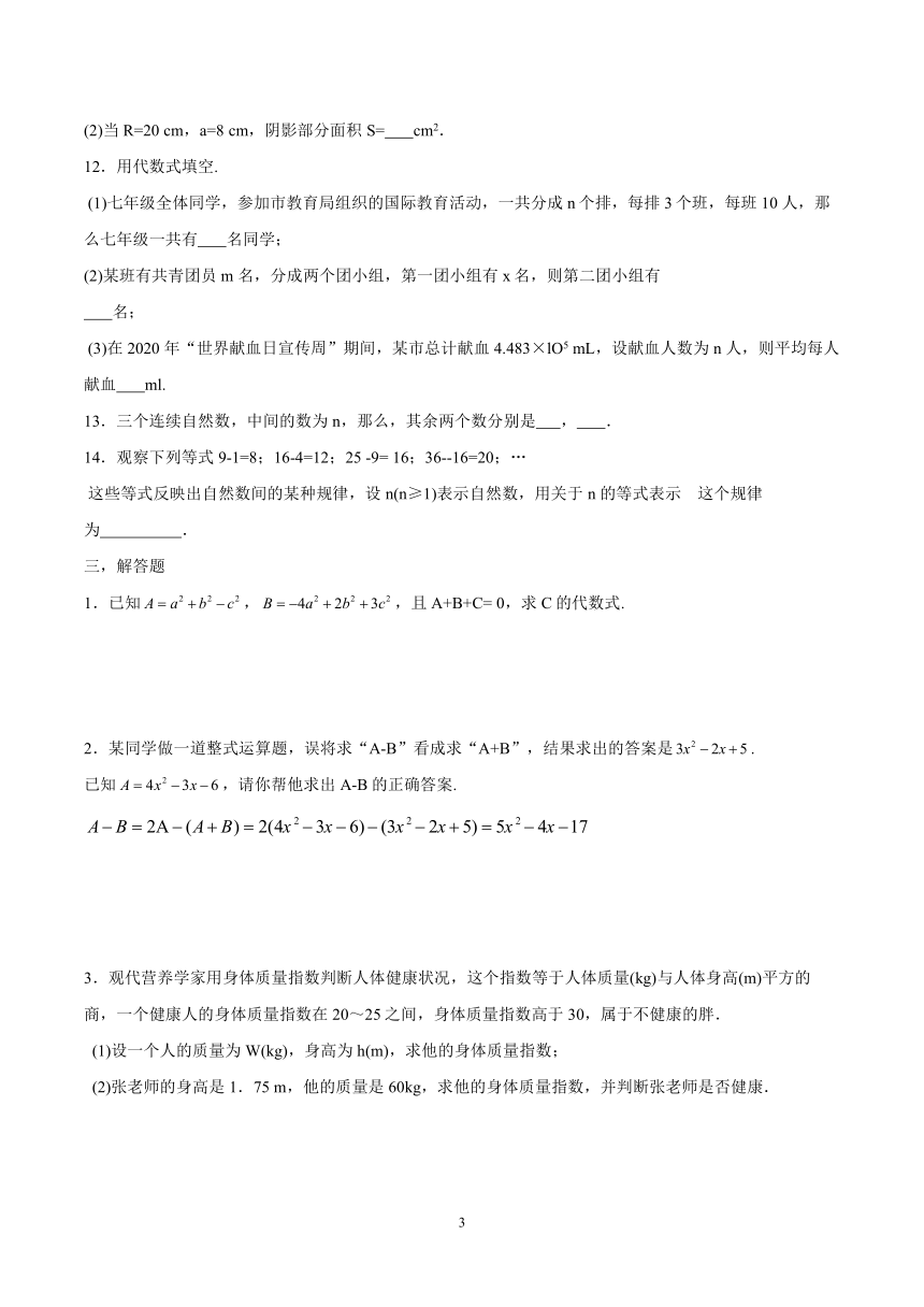 第四章代数式单元练习 (4)2021-2022学年浙教版七年级上册数学（Word版含答案）