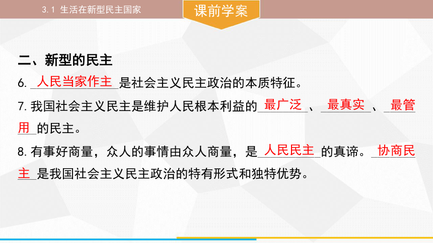 （核心素养目标）3.1 生活在新型民主国家 课件(共32张PPT) 统编版道德与法治九年级上册