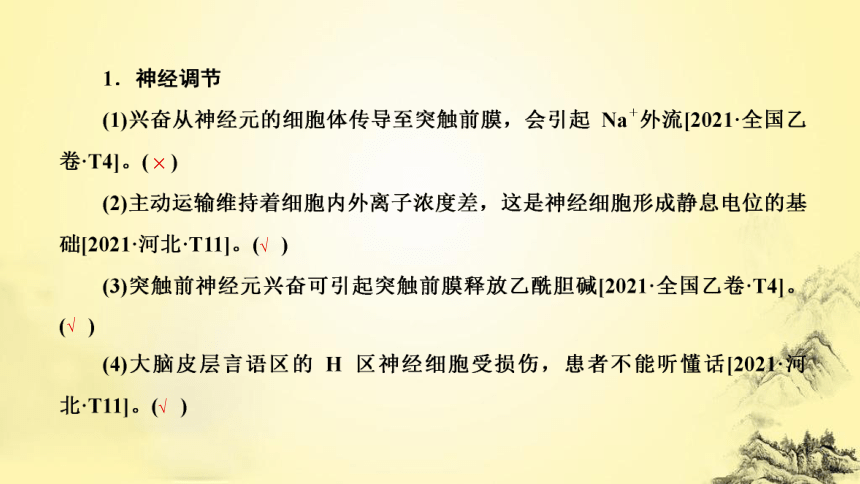 新人教生物二轮复习课件10 神经调节和体液调节(课件共53张PPT)