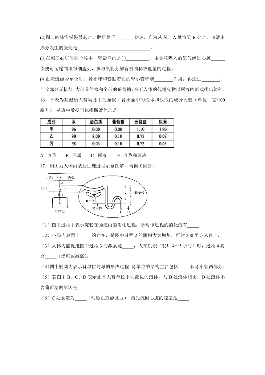 【会考专训】中考生物会考复习专项训练17：人体内废物的排出（含解析）