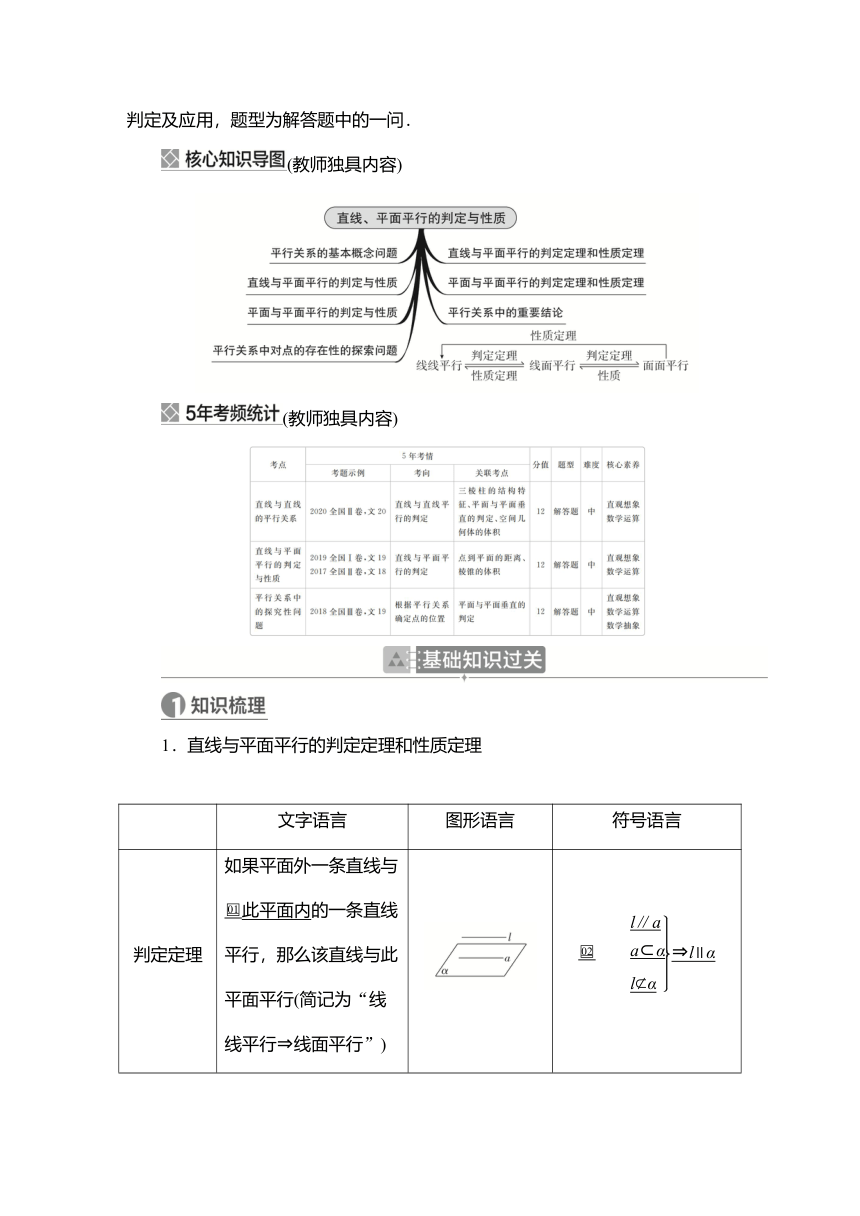 2023高考科学复习解决方案-数学(名校内参版) 第八章  8.4空间直线、平面的平行（Word学案）