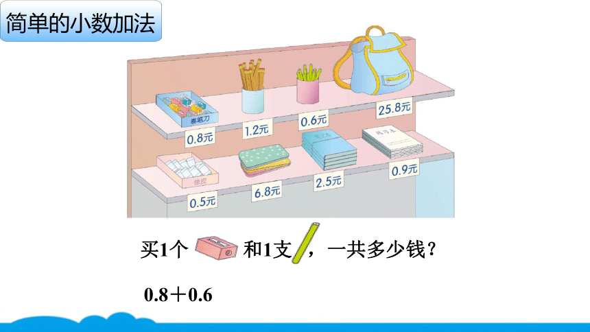 小数人教版 -三下-15-简单的小数加、减法 课件（10张PPT）