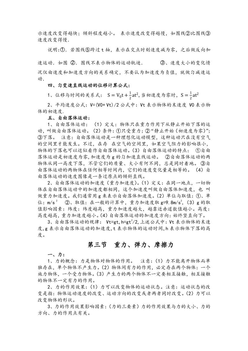 人教版物理（中职）通用类 第一单元 运动和力 知识点总结