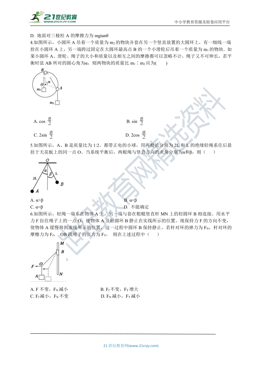 高中物理人教（新课标）必修1同步练习：第三章 专题 受力分析和共点力的平衡（word版 含解析）