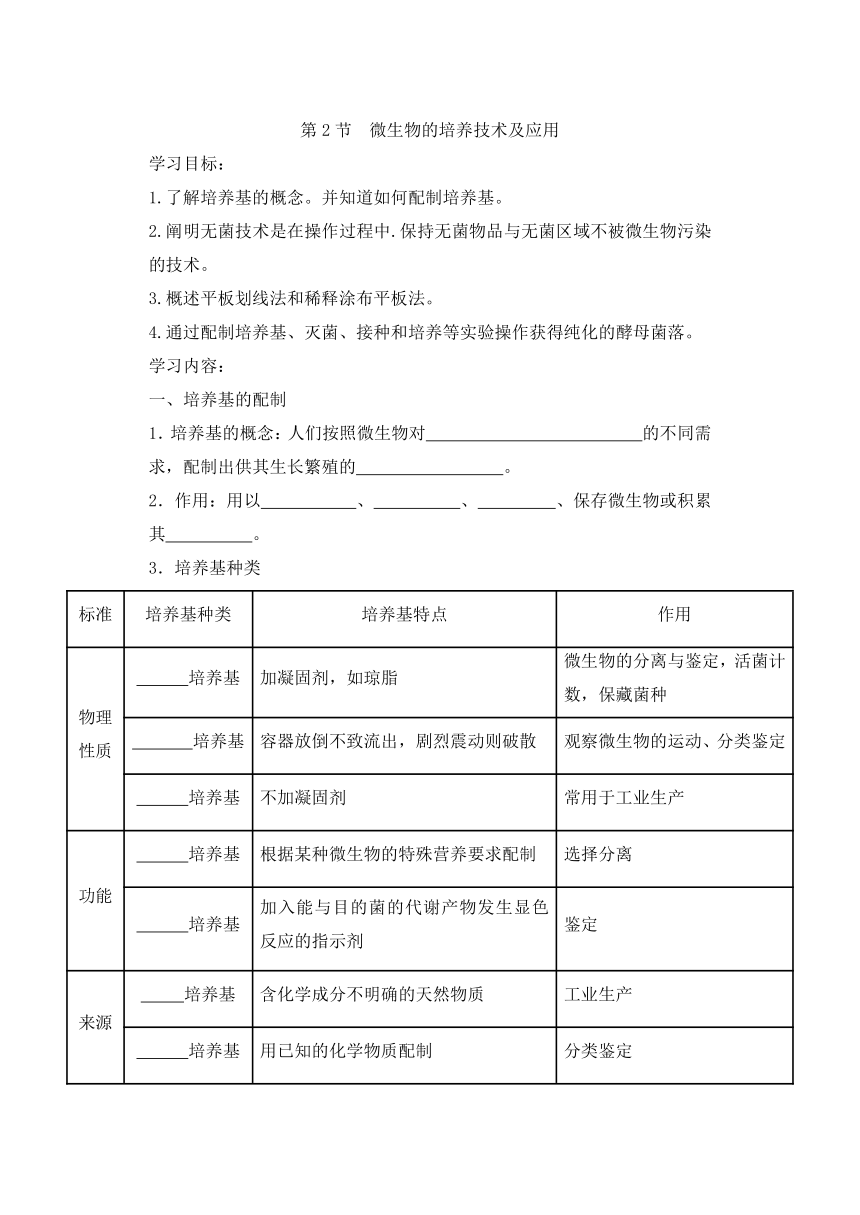 1.2.1 微生物的基本培养技术 学案（含答案）