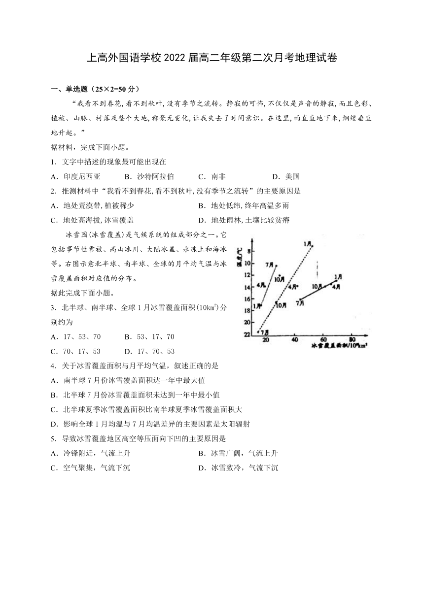 江西省上高外国语学校2020-2021学年高二上学期第二次月考地理试题 Word版含答案