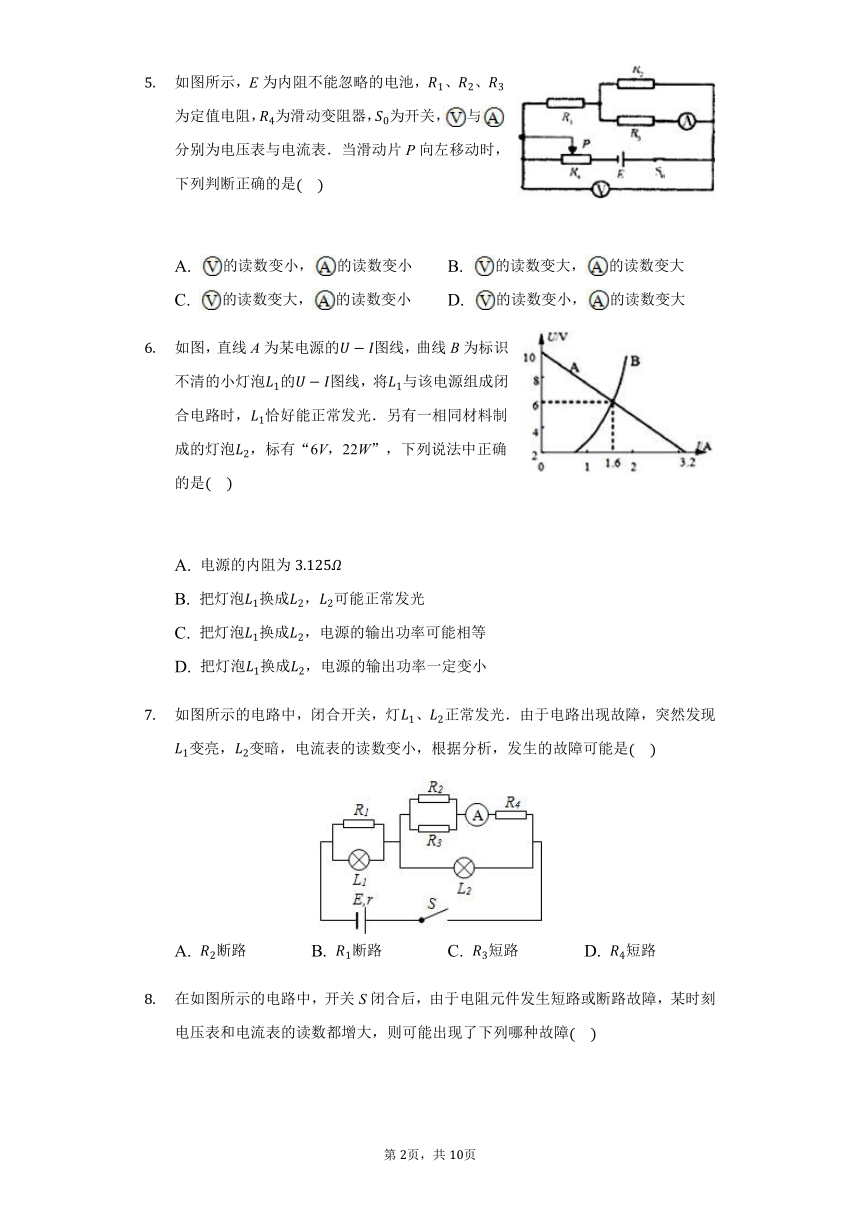 人教版 高二物理 选修 3-1 2.7闭合电路的欧姆定律 巩固练习（带答案）