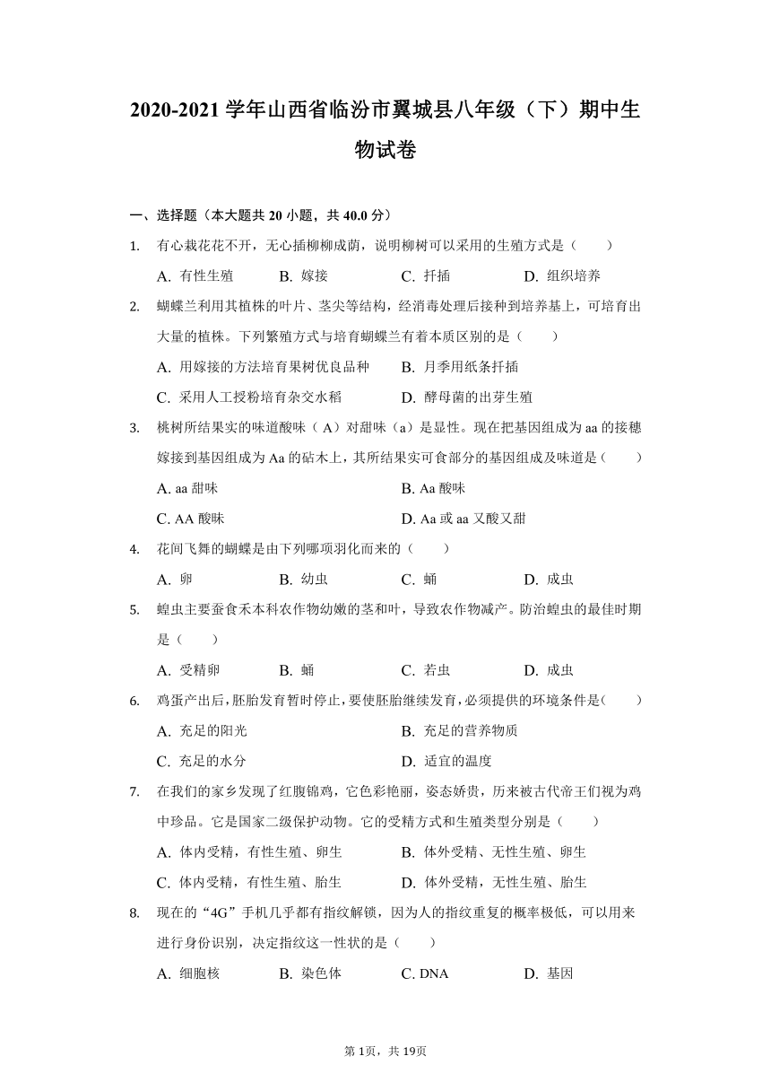 2020-2021学年山西省临汾市翼城县八年级（下）期中生物试卷（word版 含解析）