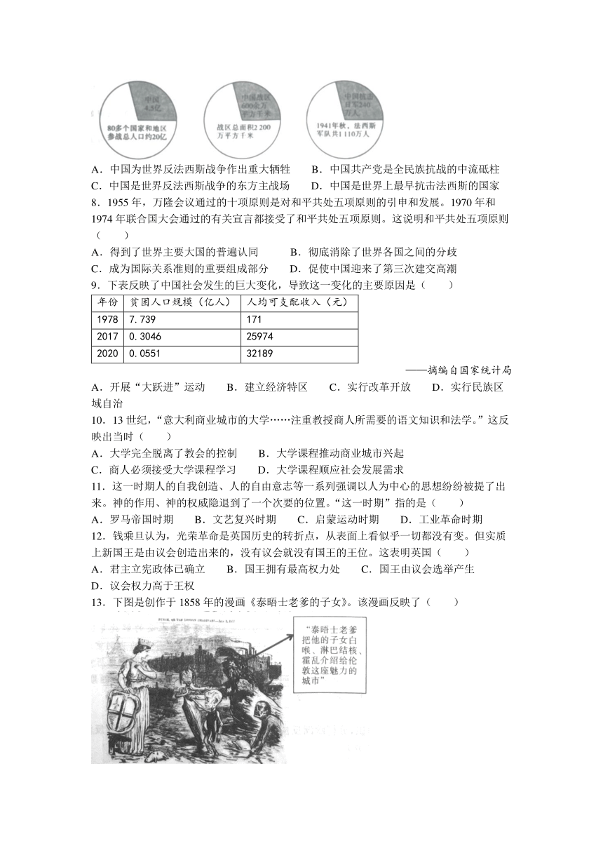 2023年安徽省宿州市砀山县中考最后一卷历史试题(含答案)