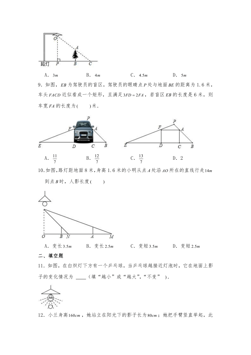 九年级数学下册试题 25.1投影-沪科版（含答案）