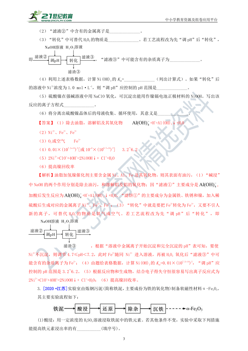 『备考2021』 三年高考真题分类精编解析18 化学工艺流程（含解析）