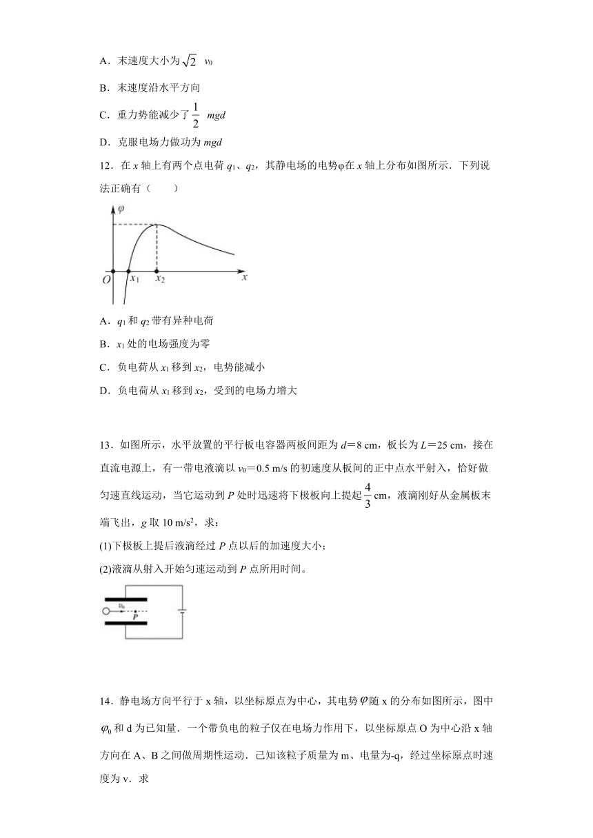 2019—2020学年高中物理人教版选修3-1：第一章静电场 单元检测试题（解析版)