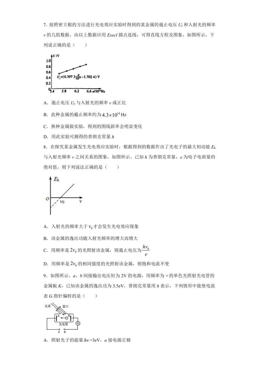 康南民族高级中学2019-2020学年高中物理教科版选修3-5：4.2光电效应与光的量子说 质量检测（含解析）